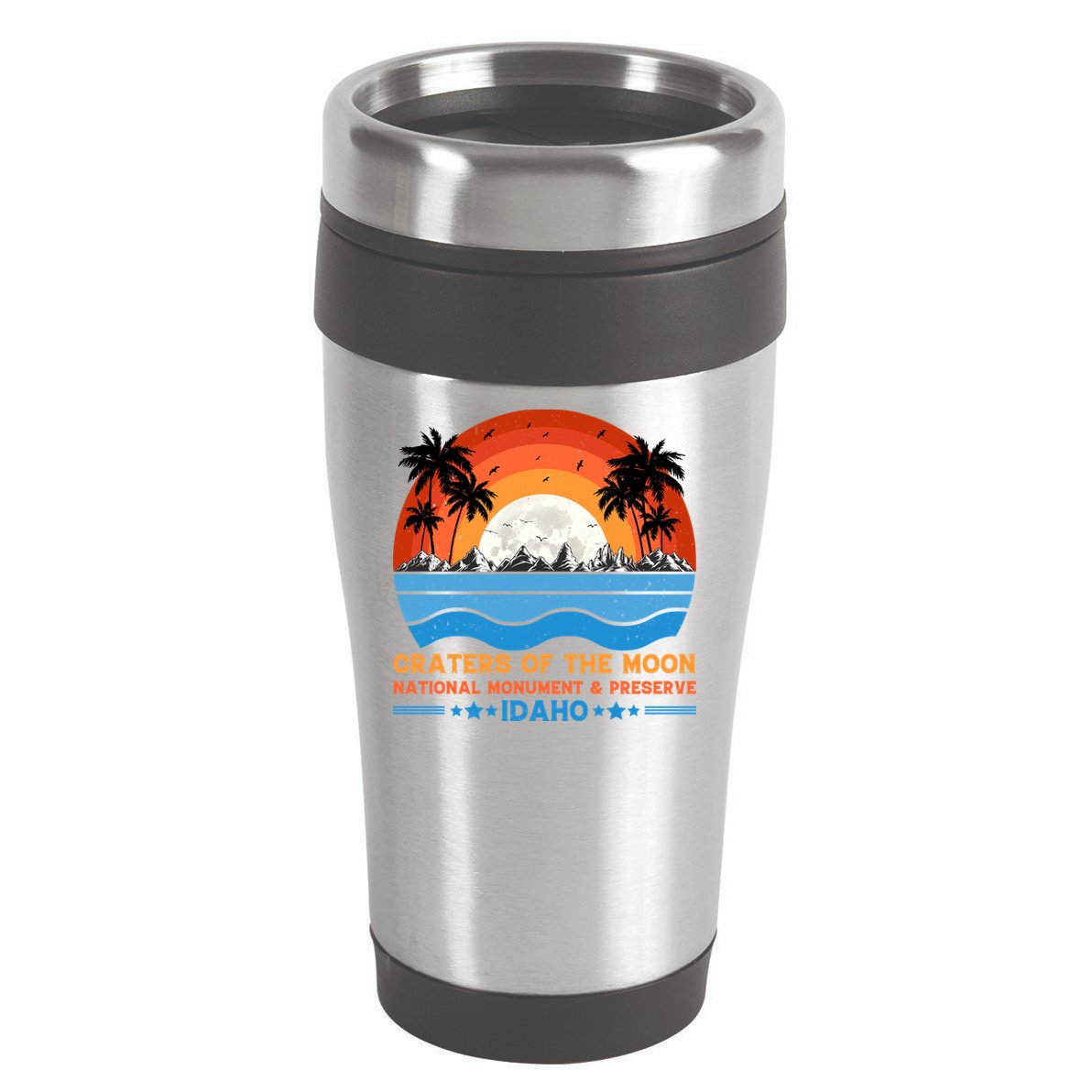 80s 90s Retro Sunset Distressed Craters Of The Moon National Monument Idaho 16oz Travel Tumbler