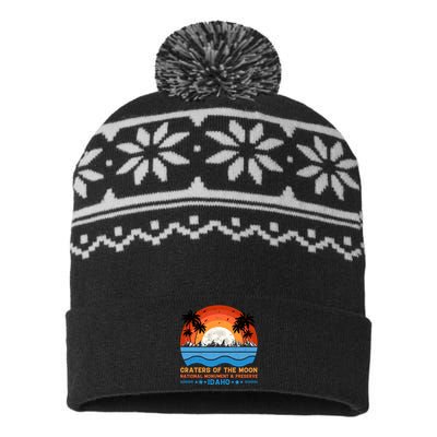 80s 90s Retro Sunset Distressed Craters Of The Moon National Monument Idaho USA-Made Snowflake Beanie