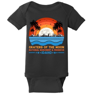 80s 90s Retro Sunset Distressed Craters Of The Moon National Monument Idaho Baby Bodysuit