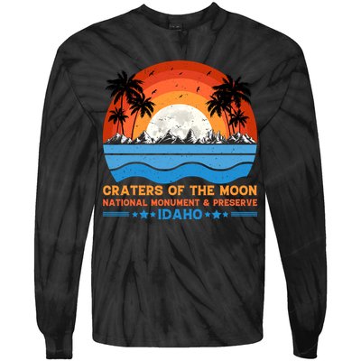 80s 90s Retro Sunset Distressed Craters Of The Moon National Monument Idaho Tie-Dye Long Sleeve Shirt