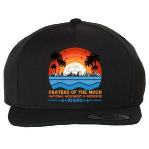 80s 90s Retro Sunset Distressed Craters Of The Moon National Monument Idaho Wool Snapback Cap