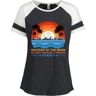 80s 90s Retro Sunset Distressed Craters Of The Moon National Monument Idaho Enza Ladies Jersey Colorblock Tee