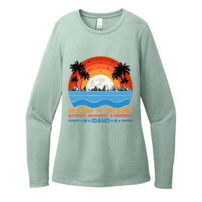 80s 90s Retro Sunset Distressed Craters Of The Moon National Monument Idaho Womens CVC Long Sleeve Shirt