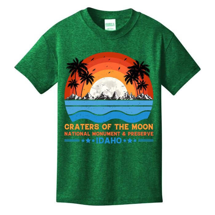 80s 90s Retro Sunset Distressed Craters Of The Moon National Monument Idaho Kids T-Shirt