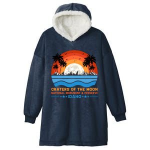 80s 90s Retro Sunset Distressed Craters Of The Moon National Monument Idaho Hooded Wearable Blanket