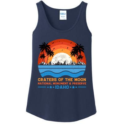 80s 90s Retro Sunset Distressed Craters Of The Moon National Monument Idaho Ladies Essential Tank