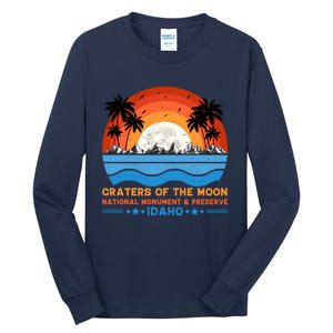 80s 90s Retro Sunset Distressed Craters Of The Moon National Monument Idaho Tall Long Sleeve T-Shirt