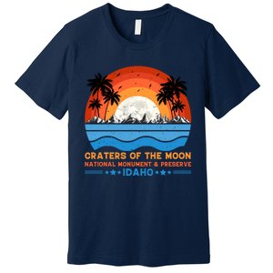 80s 90s Retro Sunset Distressed Craters Of The Moon National Monument Idaho Premium T-Shirt