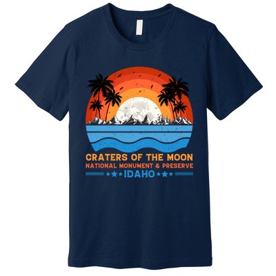 80s 90s Retro Sunset Distressed Craters Of The Moon National Monument Idaho Premium T-Shirt