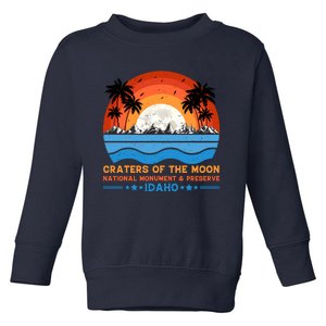 80s 90s Retro Sunset Distressed Craters Of The Moon National Monument Idaho Toddler Sweatshirt