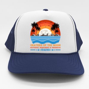 80s 90s Retro Sunset Distressed Craters Of The Moon National Monument Idaho Trucker Hat