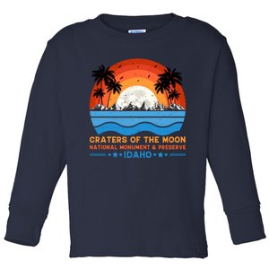 80s 90s Retro Sunset Distressed Craters Of The Moon National Monument Idaho Toddler Long Sleeve Shirt