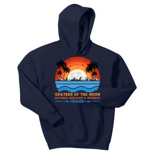 80s 90s Retro Sunset Distressed Craters Of The Moon National Monument Idaho Kids Hoodie