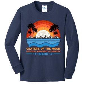 80s 90s Retro Sunset Distressed Craters Of The Moon National Monument Idaho Kids Long Sleeve Shirt