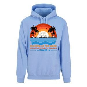 80s 90s Retro Sunset Distressed Craters Of The Moon National Monument Idaho Unisex Surf Hoodie