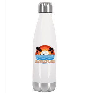 80s 90s Retro Sunset Distressed Craters Of The Moon National Monument Idaho Stainless Steel Insulated Water Bottle