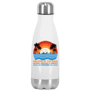 80s 90s Retro Sunset Distressed Craters Of The Moon National Monument Idaho Stainless Steel Insulated Water Bottle