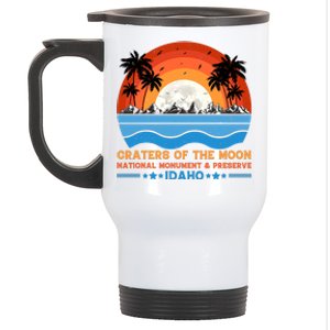 80s 90s Retro Sunset Distressed Craters Of The Moon National Monument Idaho Stainless Steel Travel Mug