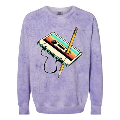 80s 90s Retro Party Costume Nostalgia Cassette Colorblast Crewneck Sweatshirt