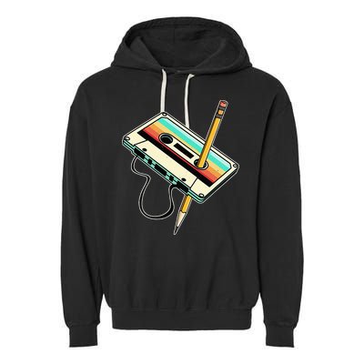 80s 90s Retro Party Costume Nostalgia Cassette Garment-Dyed Fleece Hoodie