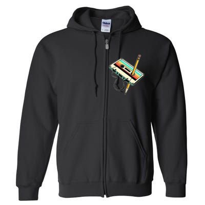 80s 90s Retro Party Costume Nostalgia Cassette Full Zip Hoodie