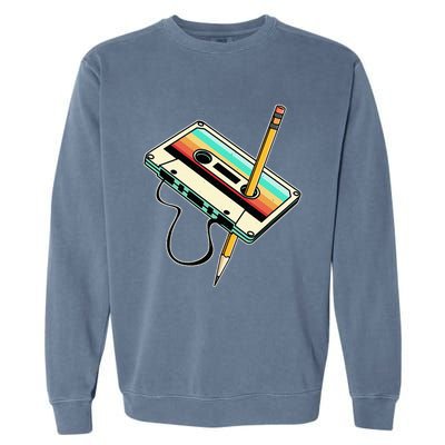 80s 90s Retro Party Costume Nostalgia Cassette Garment-Dyed Sweatshirt