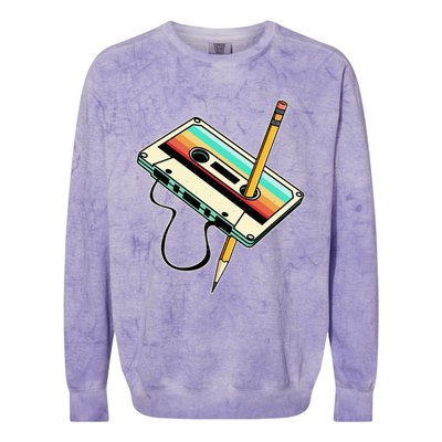 80s 90s Retro Party Costume Nostalgia Cassette Colorblast Crewneck Sweatshirt