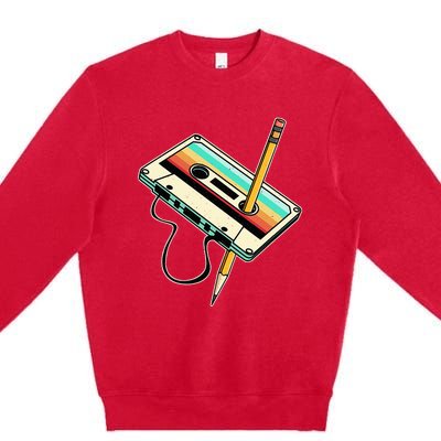 80s 90s Retro Party Costume Nostalgia Cassette Premium Crewneck Sweatshirt