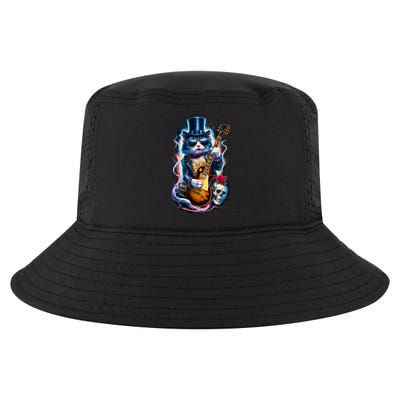 80S 90S Rock Band Concert Meaningful Gift Cat Playing Guitar Rock And Roll  Cool Comfort Performance Bucket Hat