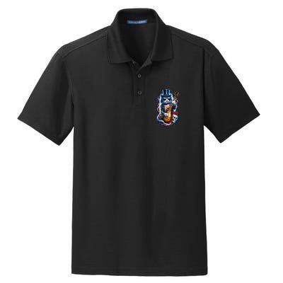 80S 90S Rock Band Concert Meaningful Gift Cat Playing Guitar Rock And Roll  Dry Zone Grid Polo