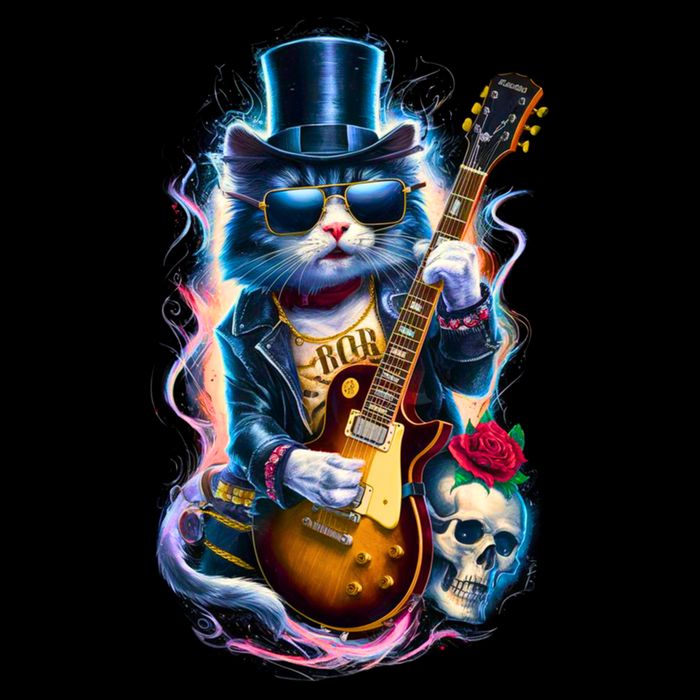 80S 90S Rock Band Concert Meaningful Gift Cat Playing Guitar Rock And Roll  Zip Tote Bag
