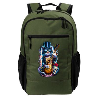80S 90S Rock Band Concert Meaningful Gift Cat Playing Guitar Rock And Roll  Backpack
