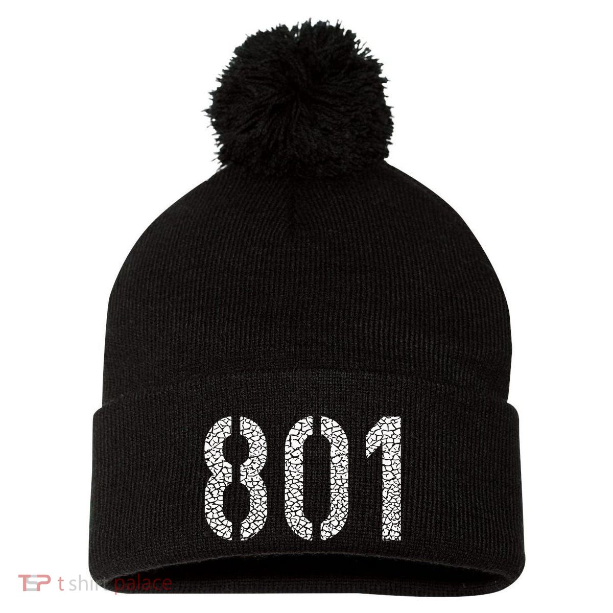 801 Area Code Salt Lake City Pom Pom 12in Knit Beanie