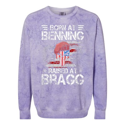 82nd Airborne Division Born At Ft Benning Raised Fort Bragg Colorblast Crewneck Sweatshirt