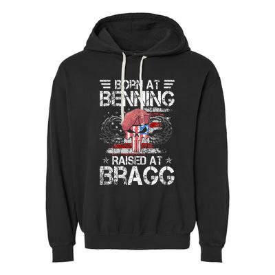 82nd Airborne Division Born At Ft Benning Raised Fort Bragg Garment-Dyed Fleece Hoodie