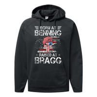 82nd Airborne Division Born At Ft Benning Raised Fort Bragg Performance Fleece Hoodie