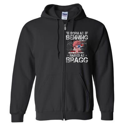 82nd Airborne Division Born At Ft Benning Raised Fort Bragg Full Zip Hoodie