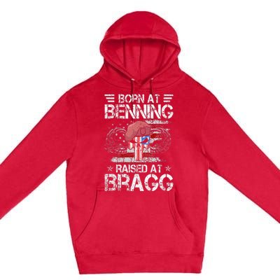 82nd Airborne Division Born At Ft Benning Raised Fort Bragg Premium Pullover Hoodie