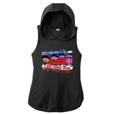 82nd Airborne Division Paratrooper Veteran Fort Bragg Gifts Ladies PosiCharge Tri-Blend Wicking Draft Hoodie Tank