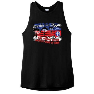 82nd Airborne Division Paratrooper Veteran Fort Bragg Gifts Ladies PosiCharge Tri-Blend Wicking Tank