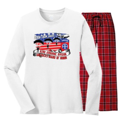 82nd Airborne Division Paratrooper Veteran Fort Bragg Gifts Women's Long Sleeve Flannel Pajama Set 