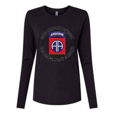 82nd Airborne Division Fort Bragg North Carolina Emblem Vet Womens Cotton Relaxed Long Sleeve T-Shirt