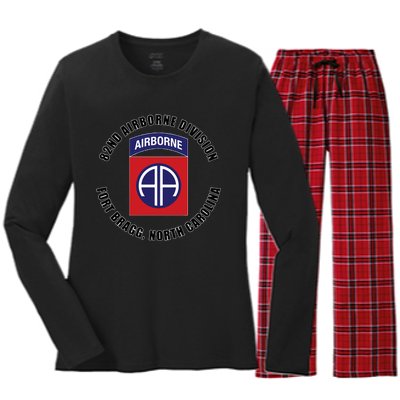 82nd Airborne Division Fort Bragg North Carolina Emblem Vet Women's Long Sleeve Flannel Pajama Set 