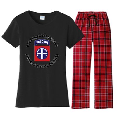 82nd Airborne Division Fort Bragg North Carolina Emblem Vet Women's Flannel Pajama Set