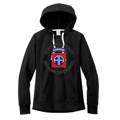 82nd Airborne Division Fort Bragg North Carolina Emblem Vet Women's Fleece Hoodie