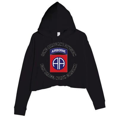 82nd Airborne Division Fort Bragg North Carolina Emblem Vet Crop Fleece Hoodie