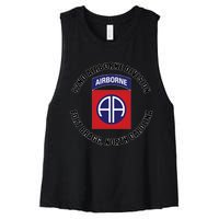 82nd Airborne Division Fort Bragg North Carolina Emblem Vet Women's Racerback Cropped Tank