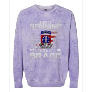 82nd Airborne Division Born At Ft Benning Raised Fort Bragg Colorblast Crewneck Sweatshirt