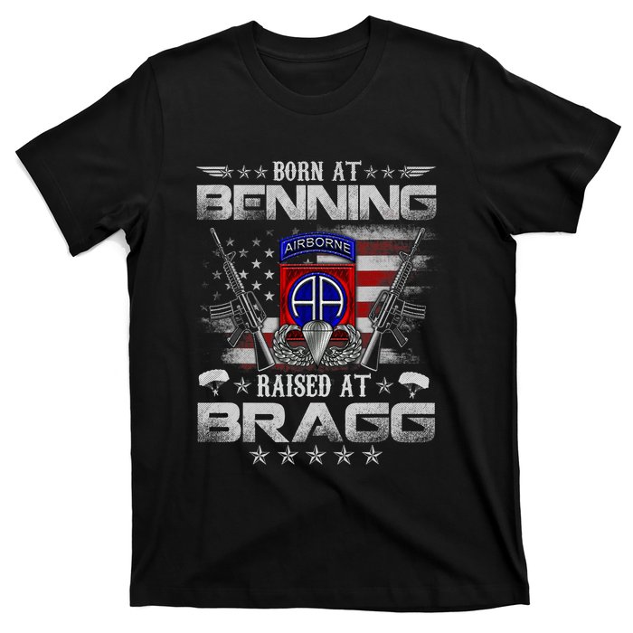 82nd Airborne Division Born At Ft Benning Raised Fort Bragg T-Shirt