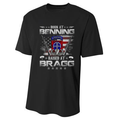 82nd Airborne Division Born At Ft Benning Raised Fort Bragg Performance Sprint T-Shirt